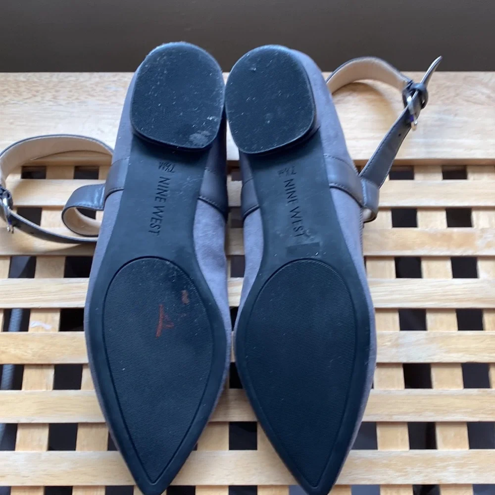 Nine West grey suede cross strap ballet flats 7.5 - Picture 8 of 8